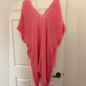 Vibrant Pink Fringed Coverup